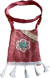 Zeige Details für Schultertasche Mini - Dunkelrose mit Blütenapplikation Bild von Schultertasche Mini - Dunkelrose mit Blütenapplikation