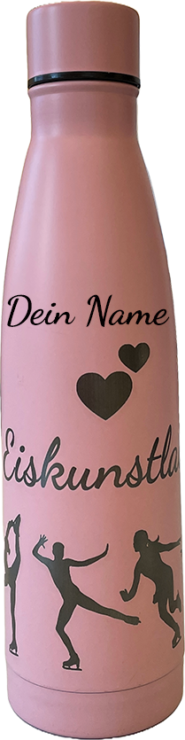 Bild von Stylische Trinkflasche mit Eislauf-Motiven - personalisiert mit deinem Namen