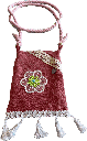 Schultertasche Mini - Dunkelrose mit Blütenapplikation 1