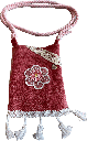 Schultertasche Mini - Dunkelrose mit Blütenapplikation 2