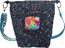 Extravagante Schultertasche im Jeans-Look mit Glitzer-Panel 1
